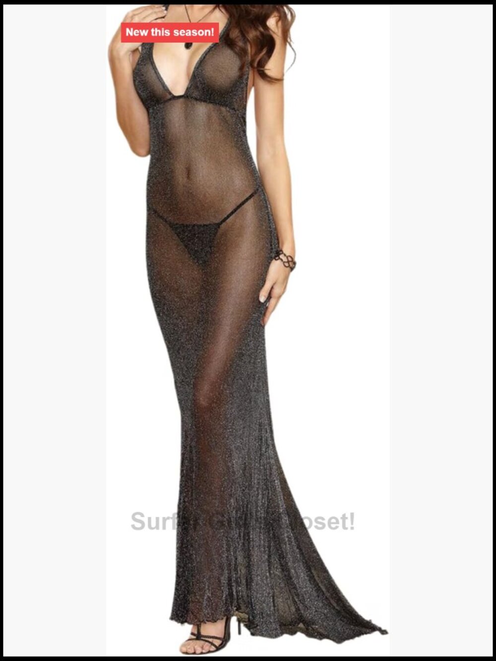 Sheer Mesh Maxi Dress - Sexy Deep V-Neck Evening Gown
